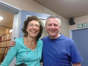 Announcer Frank Connor with visiting listener, Joyce Rhodes